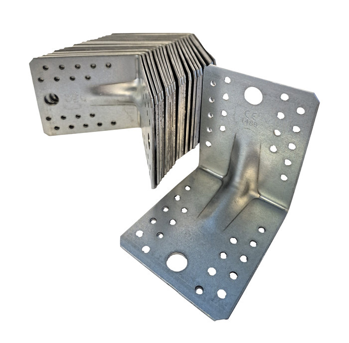 Vinkelbeslag med rib 105 × 105 × 90 mm 20-pk.